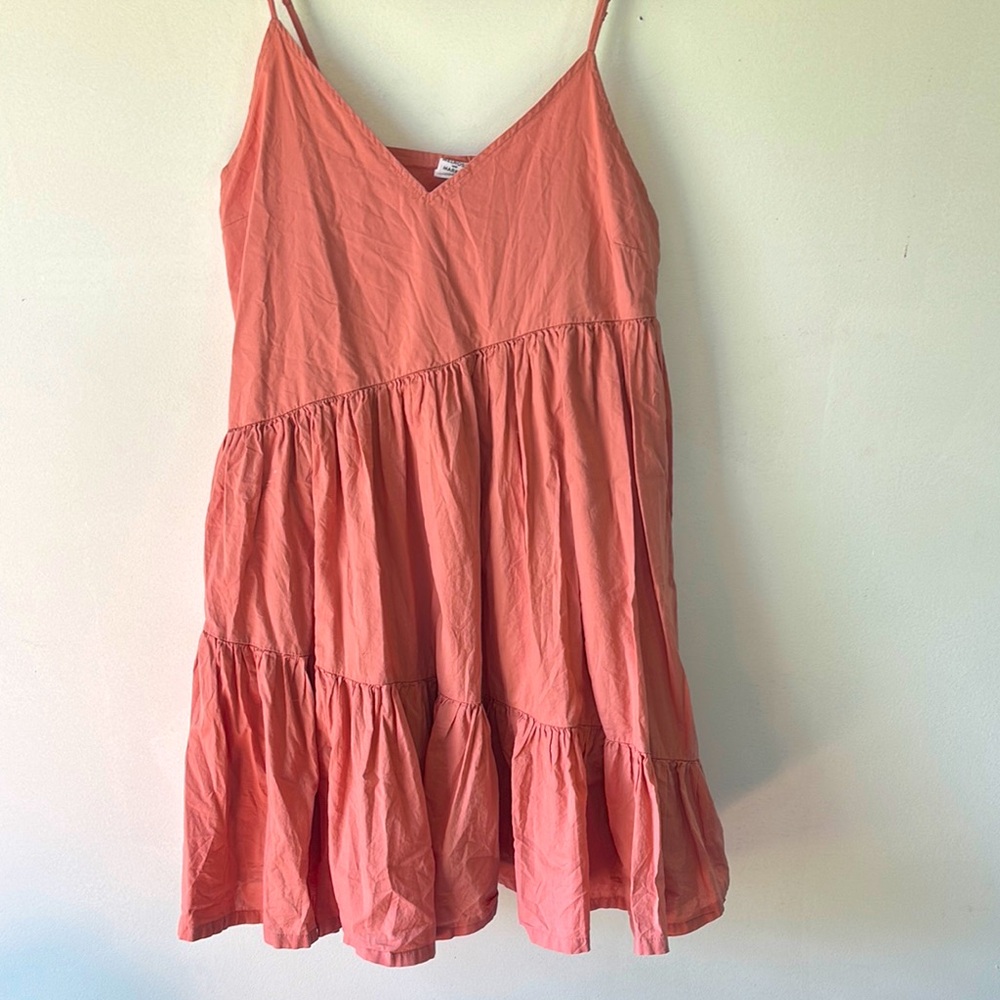 Coral Sleeveless Tiered 100% Cotton Mini SunDress, womens XL